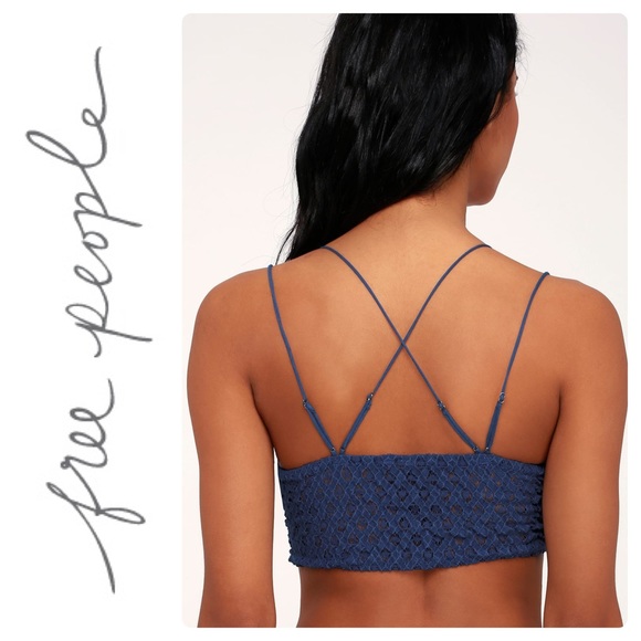New Free People Blue Adella Lace Bralette - Picture 7 of 8